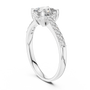 Platinum princess-cut pavé engagement ring with rectangular center diamond and diamond band