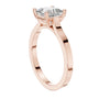 Rose gold princess-cut solitaire engagement ring with square center diamond, side view
