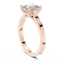 Rose gold princess-cut solitaire engagement ring with square center diamond, side view