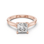 Rose gold princess-cut diamond solitaire ring with four-prong setting