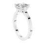 Platinum princess-cut solitaire engagement ring with square center diamond, side view