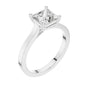 Platinum princess-cut solitaire engagement ring with square center diamond, angled view