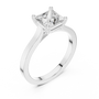 Platinum princess-cut solitaire engagement ring with square center diamond, angled view