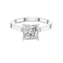 Platinum princess-cut solitaire engagement ring with square center diamond, front view