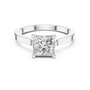 Platinum princess-cut solitaire engagement ring with square center diamond, front view