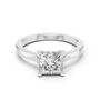 White gold princess-cut diamond solitaire ring with four-prong setting