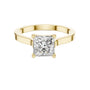 Yellow gold princess-cut diamond solitaire ring with polished band and prongs