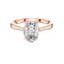 Rose gold oval diamond engagement ring with oval center stone and pavé details