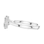 White gold oval diamond engagement ring, side view with slim split shank