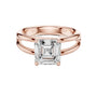 Rose gold split-shank diamond ring with square Asscher center stone