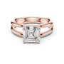 Rose gold split-shank diamond ring with square Asscher center stone