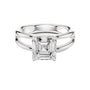 White gold split-shank diamond ring with square Asscher center stone