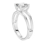 White gold diamond ring with Asscher center stone and split-shank band