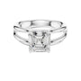 White gold split-shank diamond ring with Asscher center stone and side details