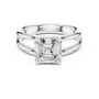 White gold split-shank diamond ring with Asscher center stone and side details