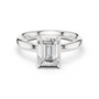 White gold emerald-cut solitaire diamond engagement ring with four-prong setting