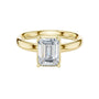 Yellow gold emerald-cut solitaire diamond engagement ring with four-prong setting