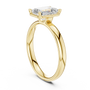 Yellow gold emerald-cut solitaire diamond ring with secure prong setting
