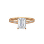 Yellow gold emerald-cut diamond pavé band ring with rectangular center stone