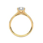 Yellow gold emerald-cut diamond pavé band ring with prong-set center stone