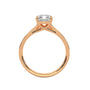 Rose gold emerald-cut diamond pavé band ring with prong-set center stone