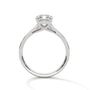Platinum emerald-cut diamond pavé band ring with prong-set center stone