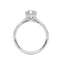 Platinum emerald-cut diamond pavé band ring with prong-set center stone