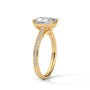 Yellow gold emerald-cut diamond pavé band ring with side diamond accents