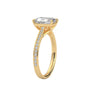 Yellow gold emerald-cut diamond pavé band ring with side diamond accents