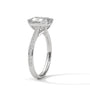Platinum emerald-cut diamond pavé band ring with side diamond accents