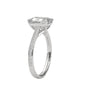 Platinum emerald-cut diamond pavé band ring with side diamond accents
