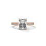 Emerald-cut diamond pavé band ring with rose gold setting and side diamond accents