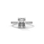 Emerald-cut diamond pavé band ring with white metal setting and side diamond accents