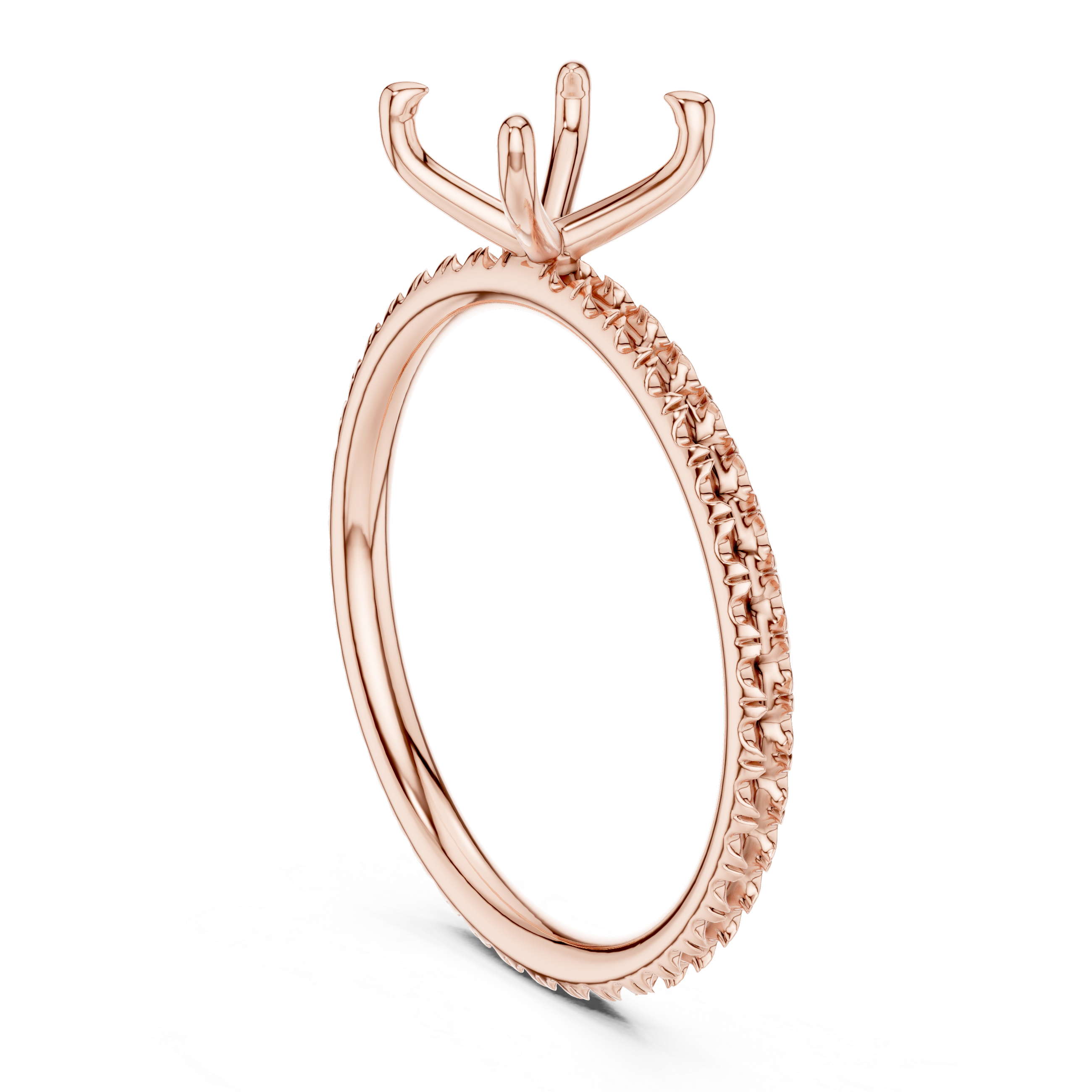 Rose gold solitaire engagement ring with princess center stone and prong setting