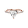 Triangular diamond accent ring, rose gold band with pavé stones and triangular center diamond
