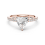 Triangular diamond accent ring, rose gold band with pavé stones and triangular center diamond