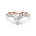 Rose gold trillion diamond ring with pave-set side stones