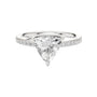 Triangular diamond accent ring, white gold band with pavé stones and triangular center diamond