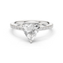 Triangular diamond accent ring, white gold band with pavé stones and triangular center diamond