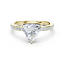 Triangular diamond accent ring, yellow gold band with pavé stones and triangular center diamond