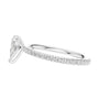 Triangular diamond accent ring, platinum profile with pavé stones and triangular center diamond