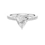Silver-tone diamond engagement ring with large center stone and pavé halo, front view