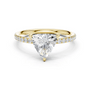 Yellow gold triangular cut diamond accent ring with pavé band and center triangle stone