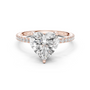 Rose gold heart-cut diamond ring with pavé band and heart-shaped center stone