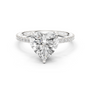 White gold heart-cut diamond ring with pavé band and heart-shaped center stone