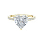 Yellow gold heart-cut diamond ring with pavé band and heart-shaped center stone