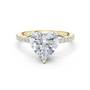 Yellow gold heart-cut diamond ring with pavé band and heart-shaped center stone