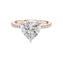 Rose gold heart-cut diamond ring with pavé band and heart center stone, front view