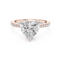Rose gold heart-cut diamond ring with pavé band and heart center stone, front view