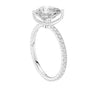 White gold heart-cut diamond ring with pavé side stones and heart-shaped center